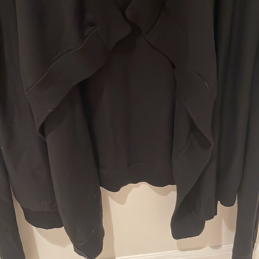 Open front black cardigan sweater with rib detail size large Givenchy paris - Picture 3 of 6